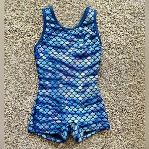 Dance tumbling outfit / leotard. Shimmery blue & purple mermaid color. Size 2/3